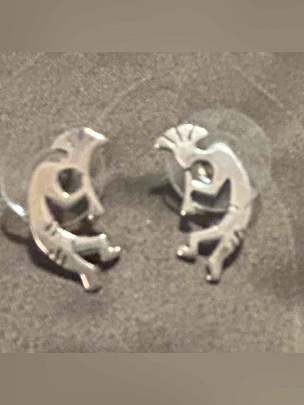 Sterling Silver Kokopelli Stud Earrings - Silver